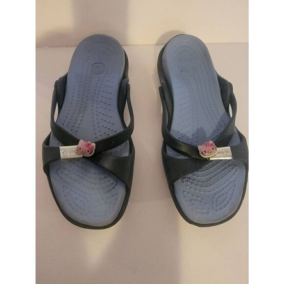 Crocs Women's Black Gladiator Strappy Sandals Size 8 - Picture 1 of 4